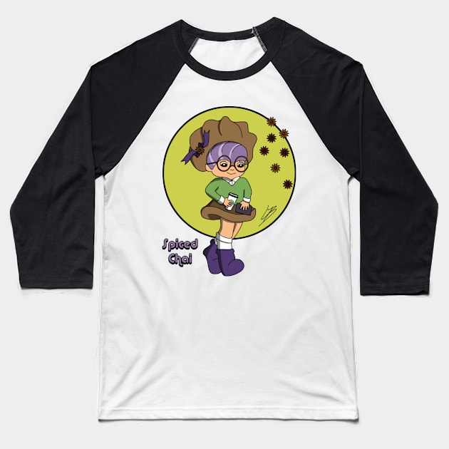 Cartoon Baristas - Spiced Chai Baseball T-Shirt by Leroy Binks